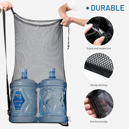 Heavy Duty Soccer Ball Net Bag(10-12Balls) Basketball Mesh Ball Bag Soccer Ball Bags Mesh for Coaches Extra Large Mesh Drawstring Bags