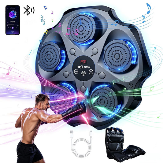 Music Boxing Machine with Boxing Gloves, Wall Mounted Smart Bluetooth Music Boxing Trainer, Electronic Boxing Target Workout Punching Equipment for Home, Indoor and Gym